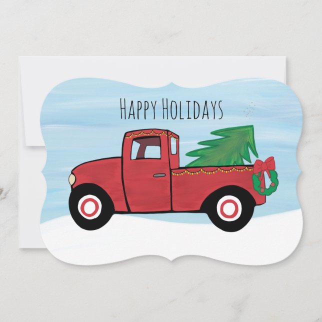 Little Red Truck Christmas Postcard Envelope Inc. (Front)