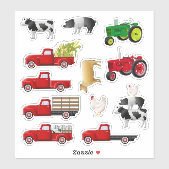 Little Red Truck Farming Stickers (Sheet)