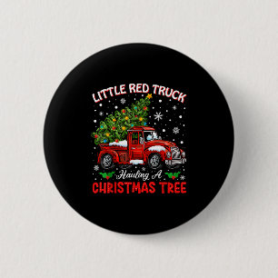 Little Red Truck Hauling A Christmas Tree  6 Cm Round Badge