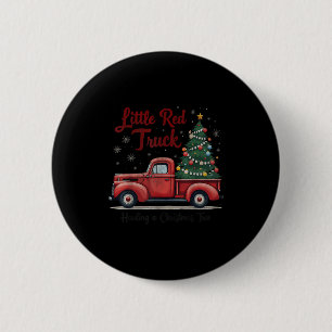 Little Red Truck Hauling A Christmas Tree Family M 6 Cm Round Badge