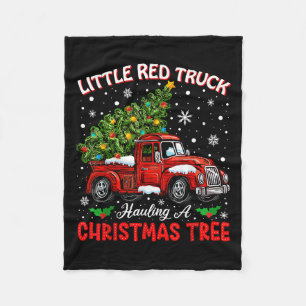 Little Red Truck Hauling A Christmas Tree  Fleece Blanket