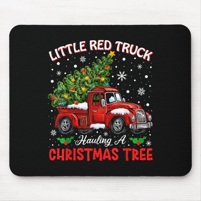Little Red Truck Hauling A Christmas Tree  Mouse Mat (Front)