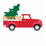 Little Red Truck Hauling a Christmas Tree Photo Sculpture Key Ring<br><div class="desc">Ho ho ho. Little red truck is hauling a Christmas tree into your heart</div>