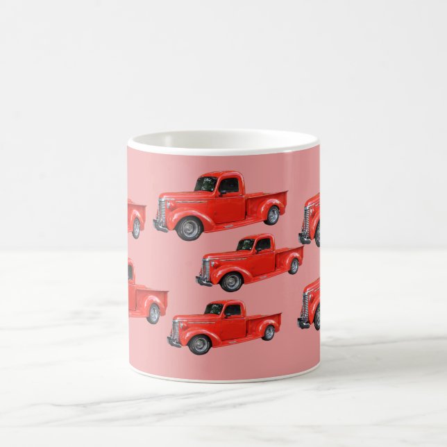 Little red truck -vintage vehicles coffee mug (Center)