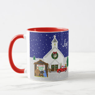Little Red Truck with Country Church Mug