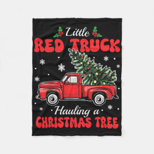 Little Red Trucks Hauling Santa Christmas Tree Par Fleece Blanket