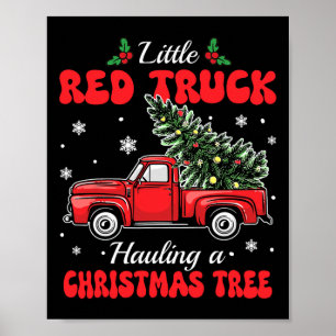Little Red Trucks Hauling Santa Christmas Tree Par Poster