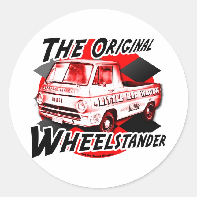 Little Red Wagon design Classic Round Sticker (Front)
