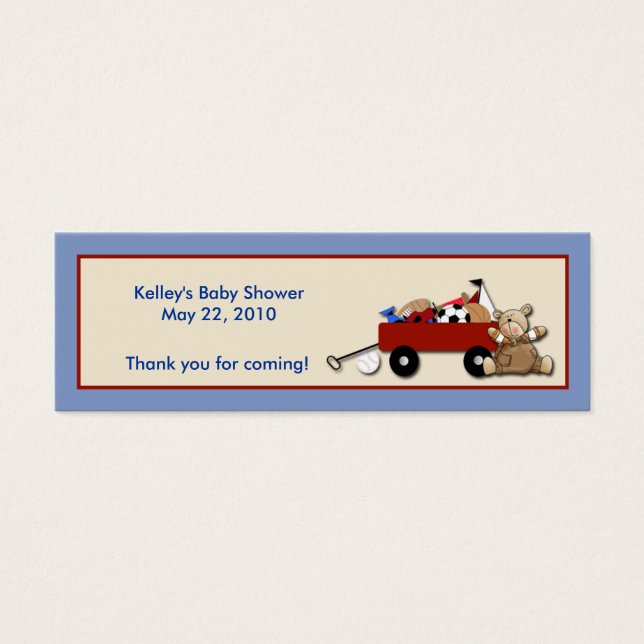 Little Red Wagon TEDDY BEAR Party Favour Tag (Front)
