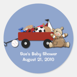 Little Red Wagon Teddy Bear Sports Custom Sticker