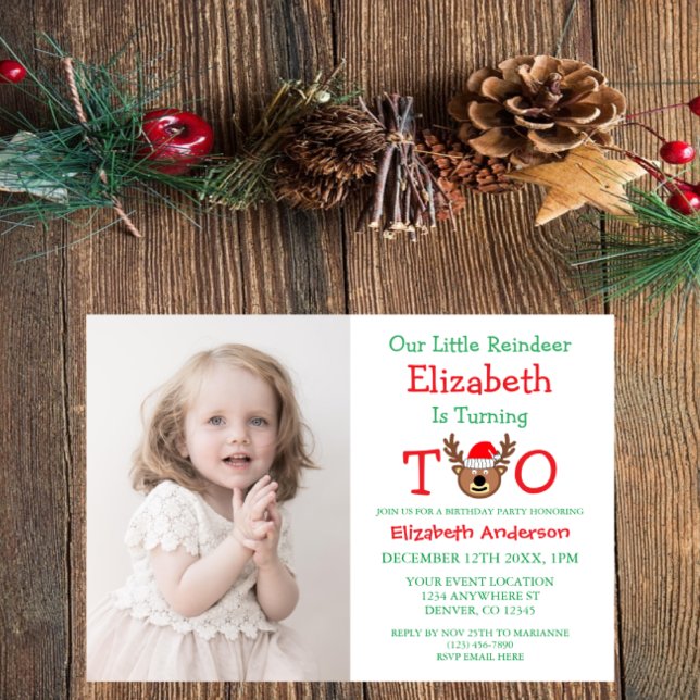 Little Reindeer 2nd Birthday Invitation (Creator Uploaded)
