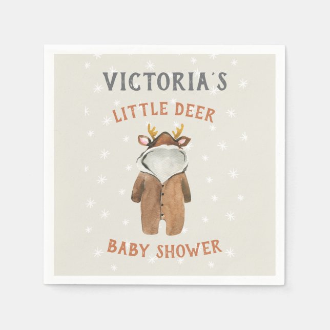Little Reindeer Christmas Winter Baby Shower Invit Napkin (Front)