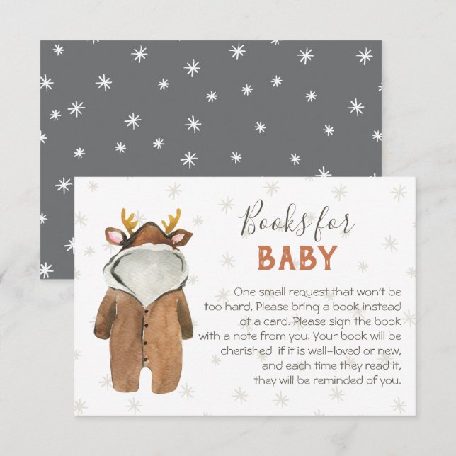 Little Reindeer Christmas Winter Books for Baby Invitation (Front/Back)