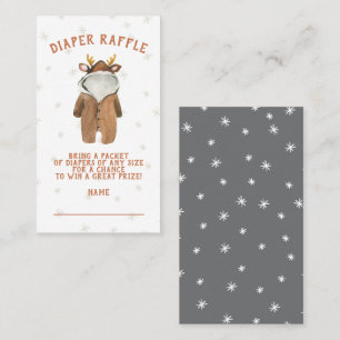 Little Reindeer Christmas Winter Diaper Raffle Business Card