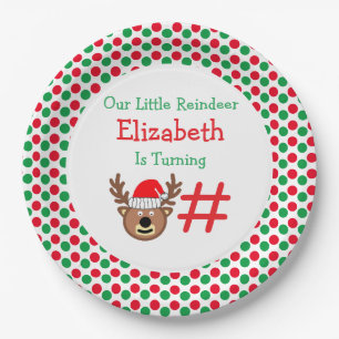 Little Reindeer Kids Birthday Paper Plate