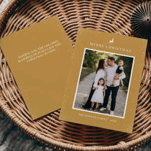 Little Reindeer Simple Snowflakes Custom Photo Holiday Card