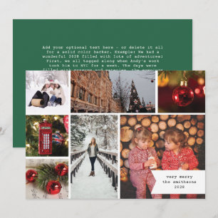 Little Ribbon Multi Photo Green Christmas Holiday Card