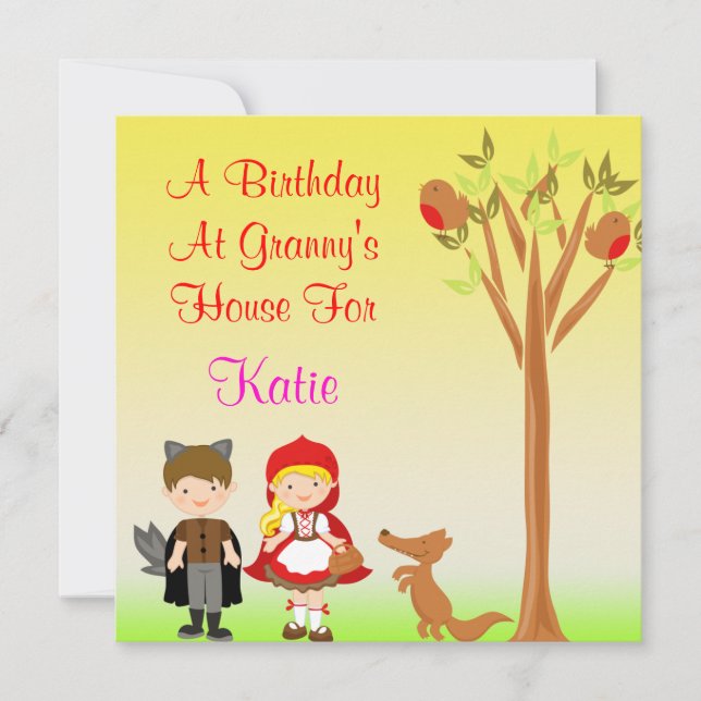 Little Riding Hood Birthday Celebration Invitation (Front)