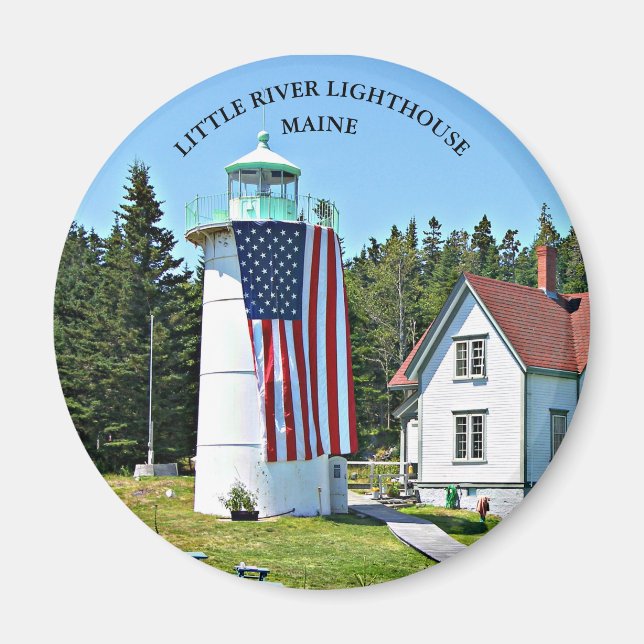 Little River Lighthouse, Maine Round Magnet (Front)