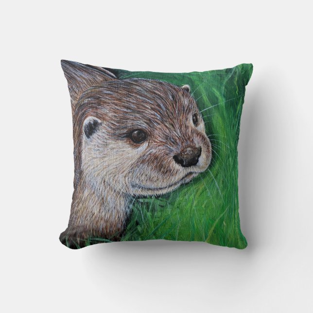 Little River Otter Painting Cushion (Front)