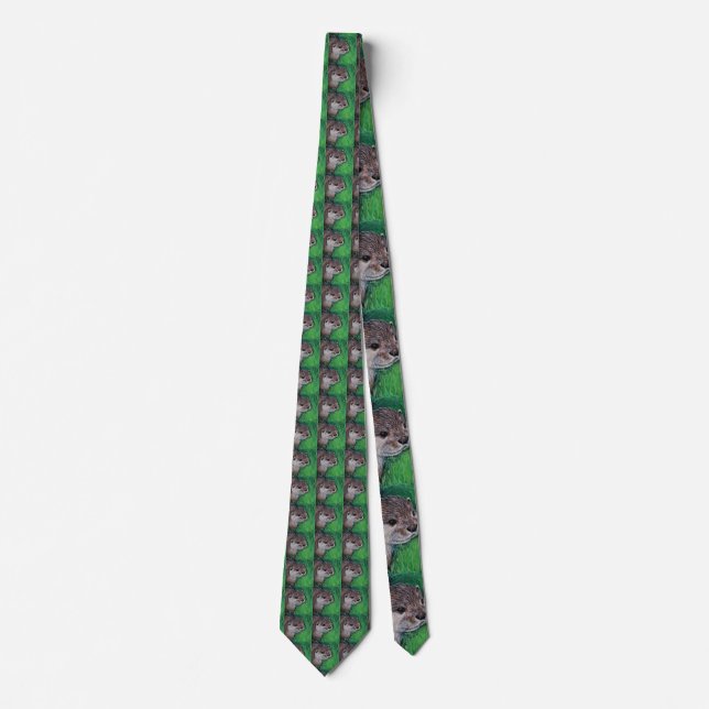 Little River Otter Painting Tie (Front)