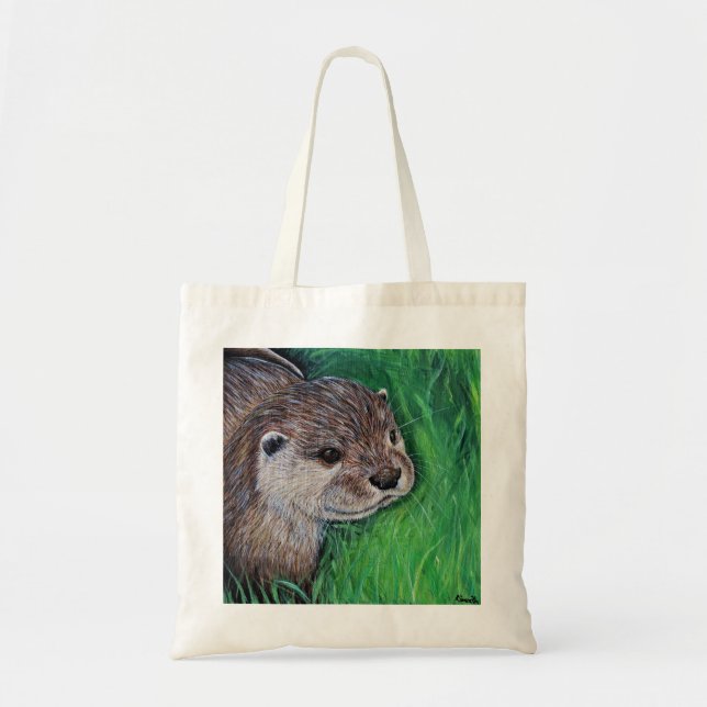 Little River Otter Painting Tote Bag (Front)