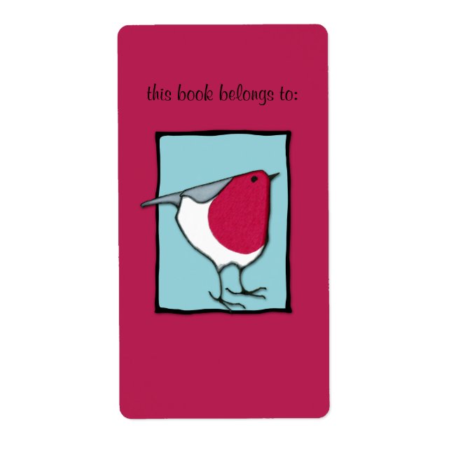 Little Robin blue Bookplate Label (Front)