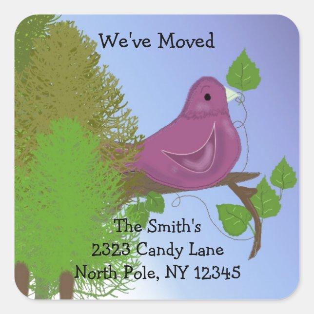 Little Robin Change of Address Square Sticker (Front)
