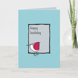 Little Robin grey Birthday Card
