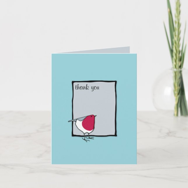 Little Robin grey Thank you Note Card (Front)