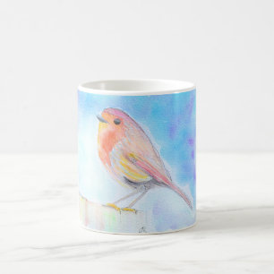 Little Robin Watercolour Painting Coffee Mug