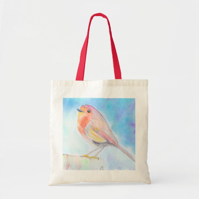 Little Robin Watercolour Painting Tote Bag (Front)