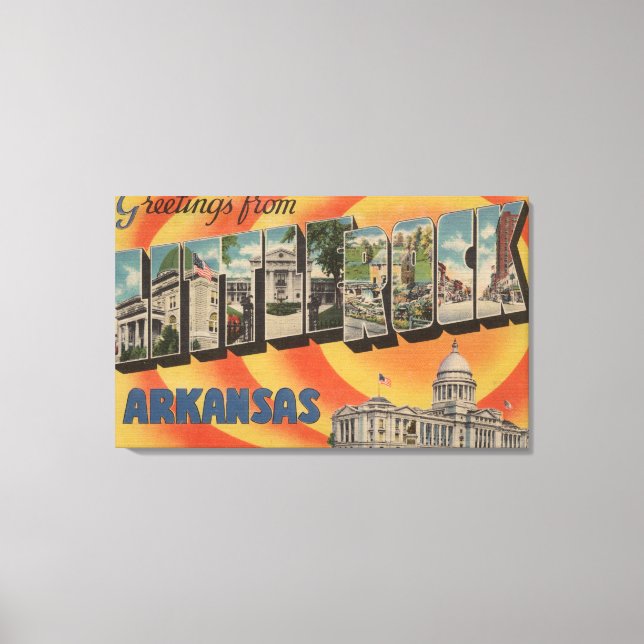 Little Rock, Arkansas - Large Letter Scenes Canvas Print (Front)