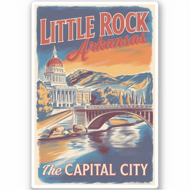 Little Rock Arkansas Painterly Travel Art Vintage (Front)