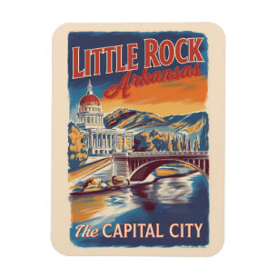 Little Rock Arkansas Painterly Travel Art Vintage Magnet