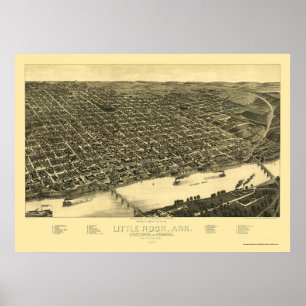 Little Rock, Arkansas Panoramic Map - 1887 Poster