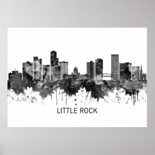 Little Rock Arkansas Skyline BW Poster
