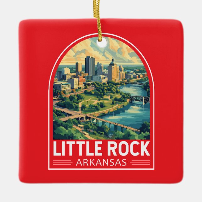 Little Rock Arkansas Travel Art Emblem Ceramic Ornament (Front)