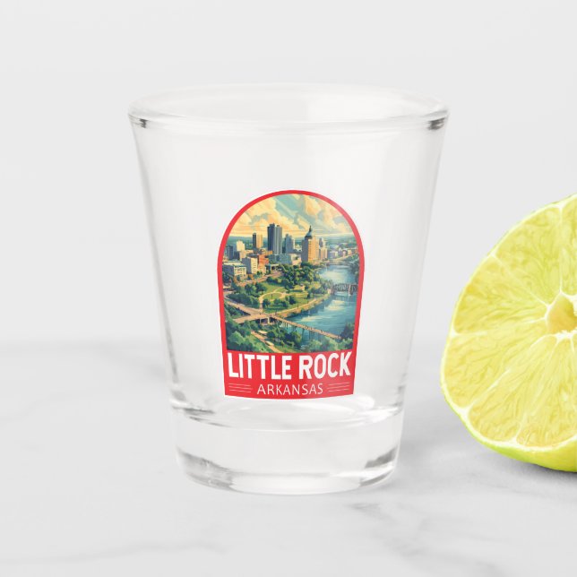 Little Rock Arkansas Travel Art Emblem Shot Glass (Front)