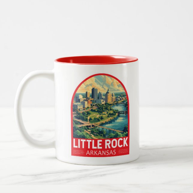 Little Rock Arkansas Travel Art Emblem Two-Tone Coffee Mug (Left)