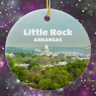 Little Rock, Arkansas View with Capitol Ceramic Tree Decoration