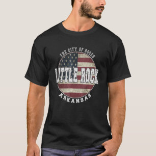 Little Rock Arkansas Vintage American Flag T-Shirt