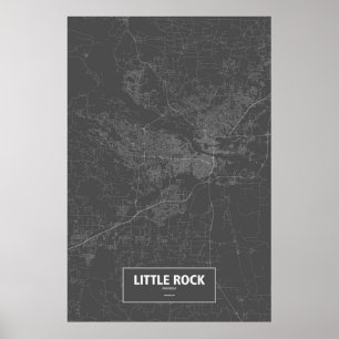Little Rock, Arkansas (white on black) Poster