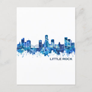 Little Rock Skyline Blue Invitation Postcard