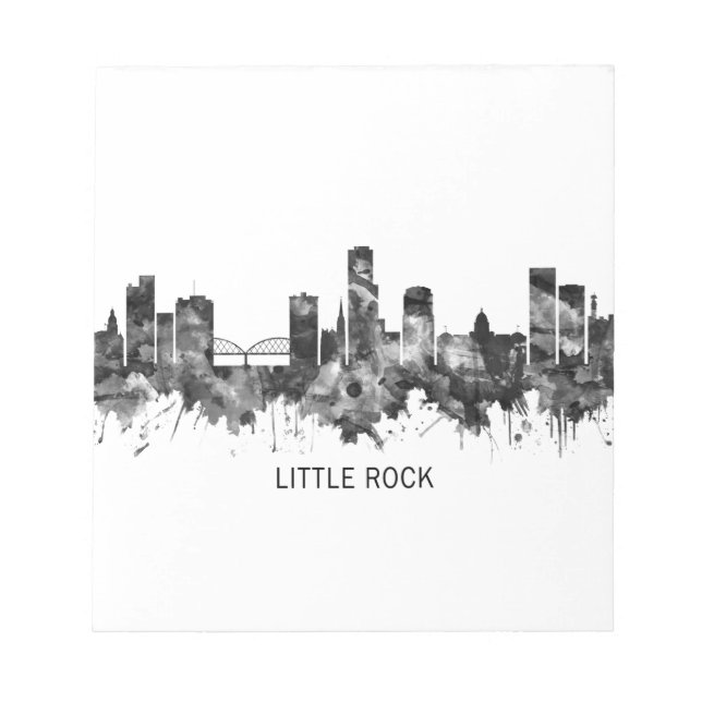 Little Rock Skyline BW Notepad (Front)