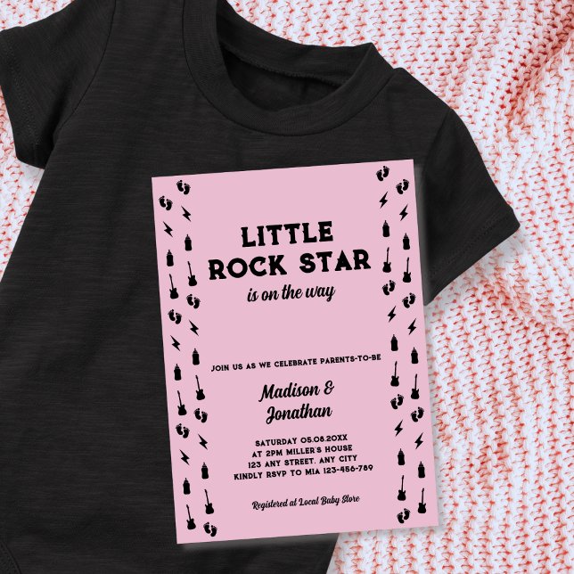 Little Rock Star Guitar Rock N Roll Baby Shower  Invitation (Little Rock Star Guitar Rock N Roll Baby Shower Invitation)
