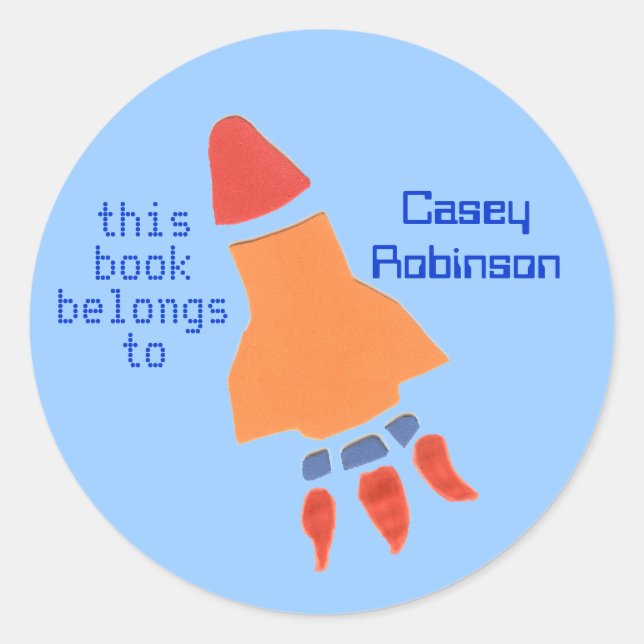 Little rocket bookplate sticker (Front)