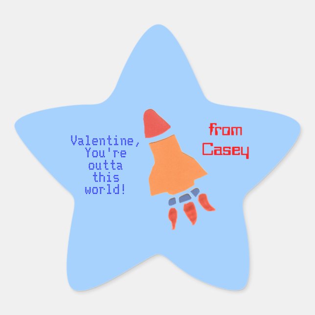 Little rocket personalised valentine sticker (Front)