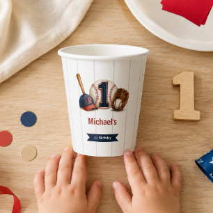 Little Rookie 1st Birthday Baseball Paper Cups