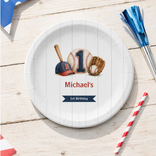 Little Rookie 1st Birthday Baseball Paper Plate